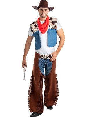 Cowboy Kostume Blå/Brun