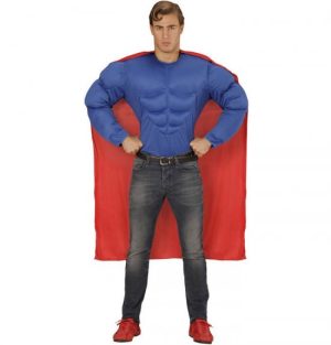 Blå Muskelbluse med Kappe Kostume