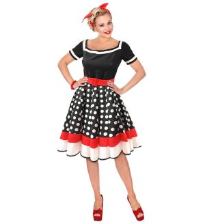 50'er Polkaprikket Kjole Kostume