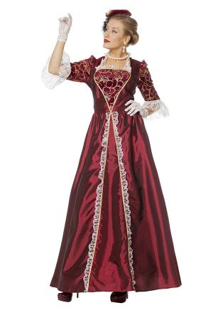 Vinrød Markise Kjole Kostume