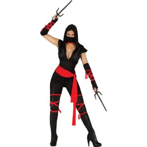 Ninja Kvinde Kostume Sort/Rød