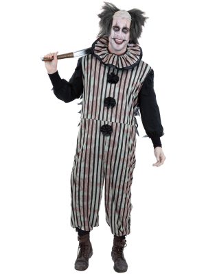 Stribet Vintage Klovn Kostume