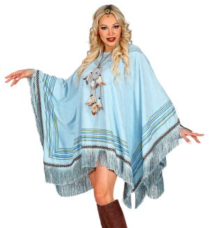Azurblå Poncho Kostume