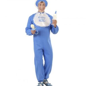 Blå Voksenbaby Kostume