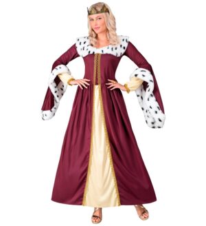 Middelalder Dronning Kostume Bordeaux