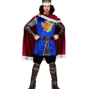 Middelalder Konge Kostume Blå/Rød