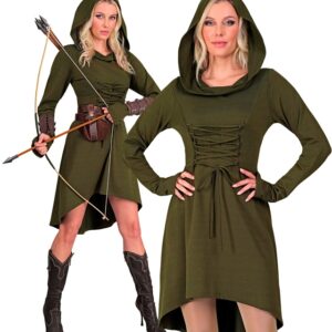 Middelalder Jægerkvinde Kostume Grøn
