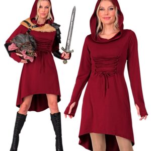 Middelalder Ridderkvinde Kostume Rød