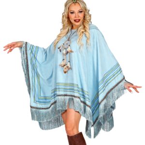 Azurblå Poncho Kostume