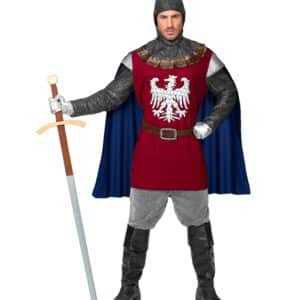 Klassisk Ridder Kostume Rød/Blå