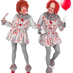 Blodig Horror Klovn Kostume Grå