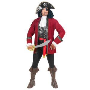 Mørkerødt Piratkaptajn Kostume