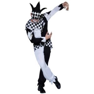 Skræmmende Jester Kostume Sort/Hvid