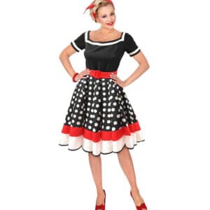 50'er Polkaprikket Kjole Kostume